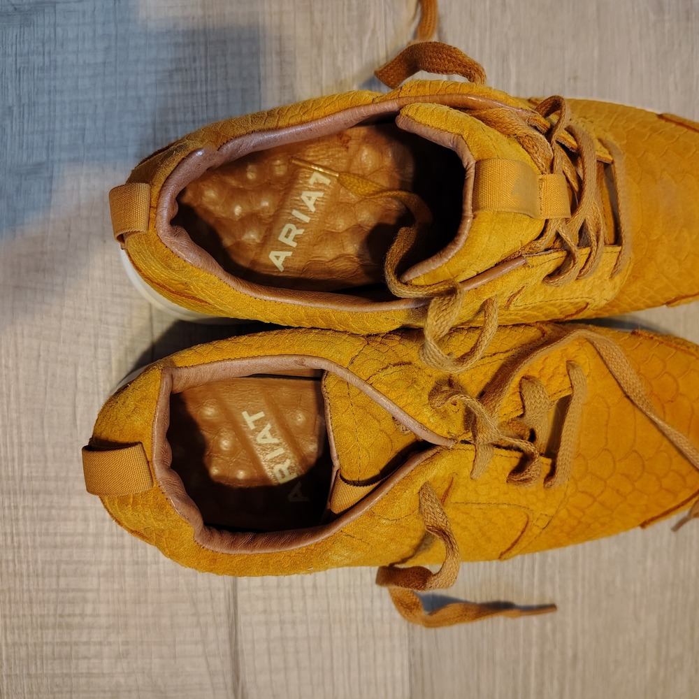 Ariat Fuse Mustard Yellow Snake Embossed Leather Sneakers 10018465 Womens 8.5 B - Picture 7 of 8